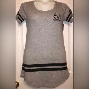 Realtree Logo Spellout Gray Sleep Shirt Nightshirt Sz S
